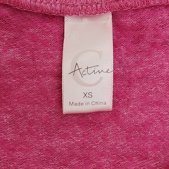 Cato Active Pink Heathered Raglan 3/4 Sleeves Sweatshirt XS Kangaroo Pocket Soft - Picture 4 of 5